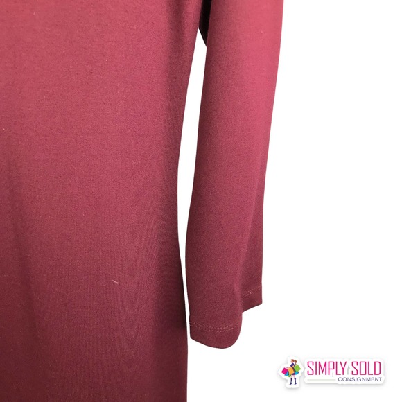 J. Mclaughlin Women A-Line Midi Dress Long Sleeve V-Neck Burgundy Bow Stretch S - Picture 4 of 10